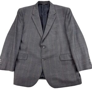 Jos A Bank Signature Blazer Mens 44 Short Gray‎ Plaid Wool Sport Coat Jacket